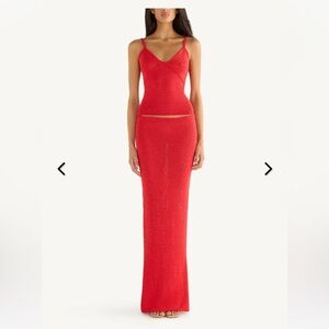 ASTA RESORT CAROLINA CAMISOLE & SKIRT IN ROSSA SEQUIN, SIZE SMALL